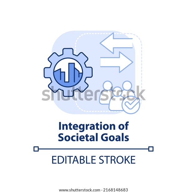 Integration of societal goals light blue concept\
icon. Maas integration level abstract idea thin line illustration.\
Isolated outline drawing. Editable stroke. Arial, Myriad Pro-Bold\
fonts used