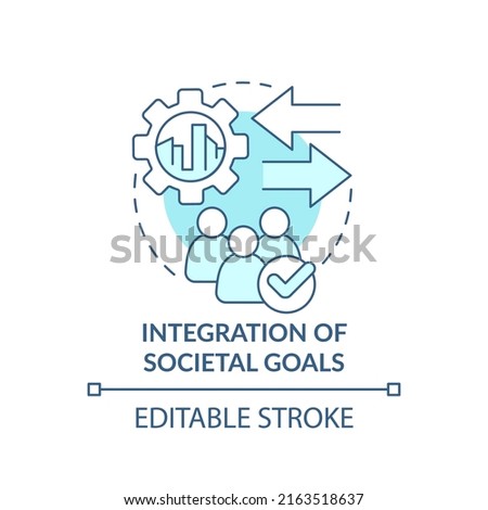 Integration of societal goals turquoise concept icon. Maas integration level abstract idea thin line illustration. Isolated outline drawing. Editable stroke. Arial, Myriad Pro-Bold fonts used