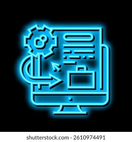 integration system neon light sign vector. integration system illustration