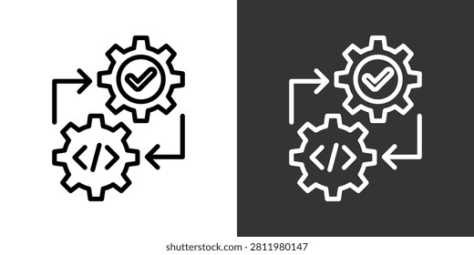 Integration Testing Black And White Multiple Style Icon Set Collection Pack Vector Illustration