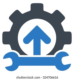 Integration Tools vector icon. Style is bicolor flat symbol, smooth blue colors, rounded angles, white background.