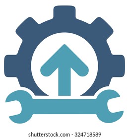 Integration Tools vector icon. Style is bicolor flat symbol, cyan and blue colors, rounded angles, white background.