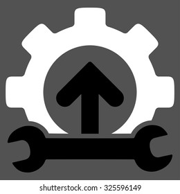 Integration Tools vector icon. Style is bicolor flat symbol, black and white colors, rounded angles, gray background.