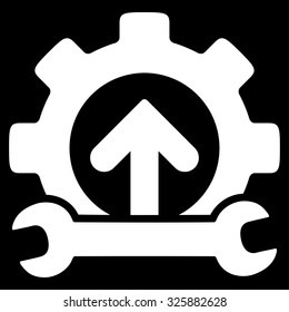 Integration Tools vector icon. Style is flat symbol, white color, rounded angles, black background.