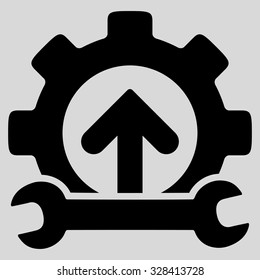 Integration Tools vector icon. Style is flat symbol, black color, rounded angles, light gray background.