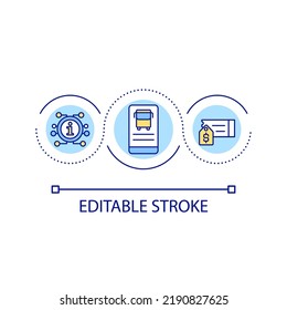 Integration of transport information loop concept icon. Public transport mobile app abstract idea thin line illustration. Isolated outline drawing. Editable stroke. Arial font used