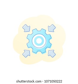 Integration vector icon with cogwheel, gear