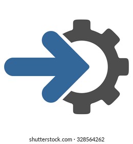 Integration vector icon. Style is bicolor flat symbol, cobalt and gray colors, rounded angles, white background.