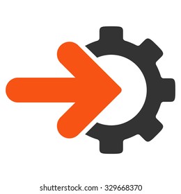 Integration vector icon. Style is bicolor flat symbol, orange and gray colors, rounded angles, white background.