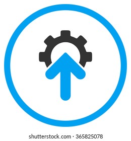 Integration vector icon. Style is bicolor flat circled symbol, blue and gray colors, rounded angles, white background.
