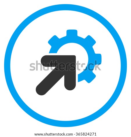 Integration vector icon. Style is bicolor flat circled symbol, blue and gray colors, rounded angles, white background.