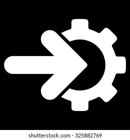 Integration vector icon. Style is flat symbol, white color, rounded angles, black background.
