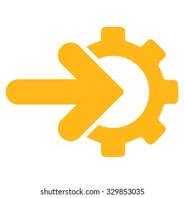 Integration vector icon. Style is flat symbol, yellow color, rounded angles, white background.