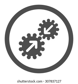 Integration vector icon. This rounded flat symbol is drawn with gray color on a white background.