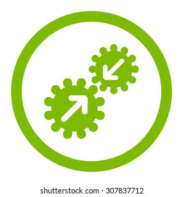 Integration vector icon. This rounded flat symbol is drawn with eco green color on a white background.