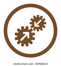 Integration vector icon. This rounded flat symbol is drawn with brown color on a white background.