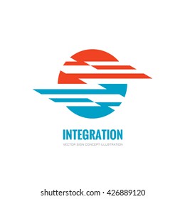 Integration - vector logo concept illustration. Abstract shape sphere business sign. 