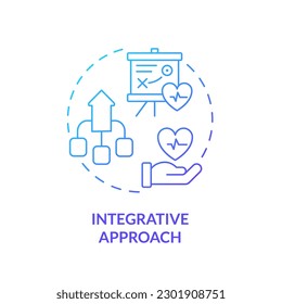 Icono de concepto de gradiente azul de enfoque integral. Datos de fuentes combinadas. Recopilación de información sanitaria. Ilustración de línea delgada de ideas abstractas de factor de precisión. Esquema aislado