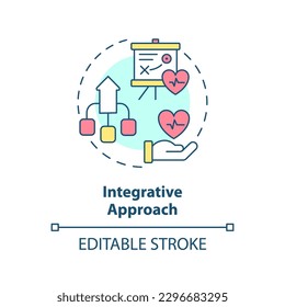 Integrative approach concept icon. Combined sources data. Collecting healthcare information. Precision medicine factor abstract idea thin line illustration. Isolated outline drawing. Editable stroke