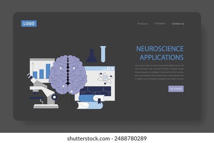 Integrative Psychotherapy concept. A digital brain represents the therapeutic process alongside tools like a microscope and charts. Cognitive exploration in mental health. Vector illustration.