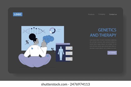 Integrative Psychotherapy concept. Therapist using genetics and therapy strategies for mental health treatment. Analysis and holistic approach. Vector illustration.