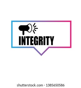 integrity banner - speech bubble with megaphone