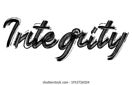 Integrity Black Text Hand geschrieben Brush-Schrift gezeichnet Satz Typografie dekorative Skript-Brief auf weißem Hintergrund für Worte