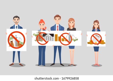 Integrity of character people prosecutor, lawyer, minister of justice isolated on white, flat vector illustration. Strike against corruption in law and justice enforcement agencies.