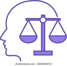 Integrity Colored Icon. Vector Icon of Human Head and Scales. Justice and Equality. Core Values Concept