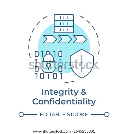 Integrity and confidentiality soft blue concept icon. GDPR Principle. Secure and reliable data processing. Round shape line illustration. Abstract idea. Graphic design. Easy to use in article
