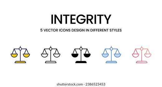 Integrity Icon Design in Five style with Editable Stroke. Line, Solid, Flat Line, Duo Tone Color, and Color Gradient Line. Suitable for Web Page, Mobile App, UI, UX and GUI design.