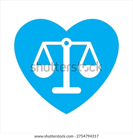 Integrity icon. Heart with scale icon. Outline icon. Symbol of integrity, honesty, ethical balance, justice heart, moral values, fairness, trustworthiness, ethical decision, law ethics, transparent.