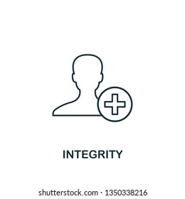 Integrity icon. Thin line design symbol from business ethics icons collection. Pixel perfect integrity icon for web design, apps, software, print usage.