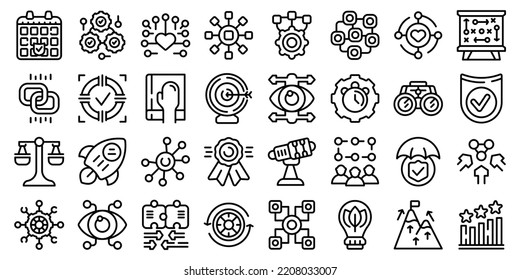 Integrity icons set outline vector. Passion honesty. Business trust
