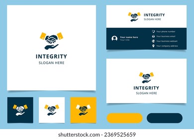 Integrity logo design with editable slogan. Branding book and business card template.