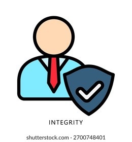 Icono de la ilustración de la integridad mini. Uso Para El Concepto Moderno, Impresión, Ui, Ux Kit, Web Y Desarrollo De App. Vector Relacionado Con Finanzas De Negocios, Administración Y Más