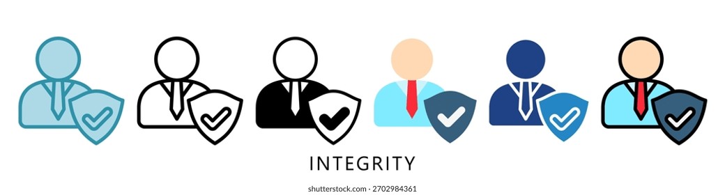 Icono de la ilustración de la integridad mini. Uso Para El Concepto Moderno, Impresión, Ui, Ux Kit, Web Y Desarrollo De App. Vector Relacionado Con Finanzas De Negocios, Administración Y Más