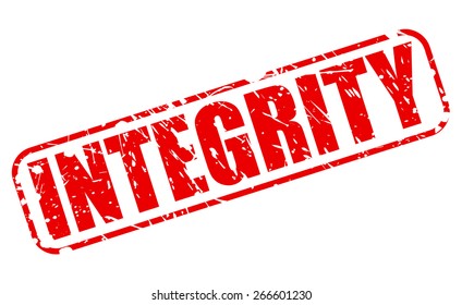 Integrity red stamp text on white
