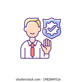 Integrity RGB color icon. Company employee accountability. Core corporate values. Business ethics. Administration and management. Ethics and policy. Corporate mission. Isolated vector illustration