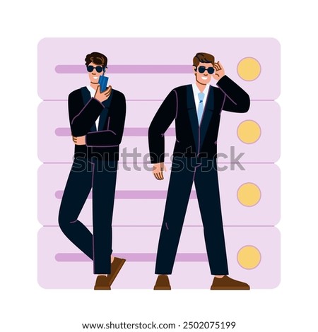 integrity server data security protocol vector. confidentiality compliance, audit backup, recovery malware integrity server data security protocol character. people flat cartoon illustration