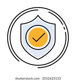 Integrität - Schild mit Prüfzeichen, das Ehrlichkeit und Sicherheit darstellt