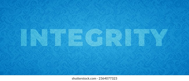 Integrity text on blue background, concept.