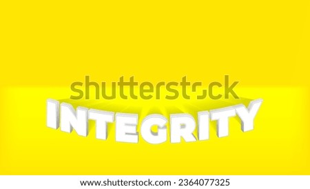 Integrity text on yellow background, concept.