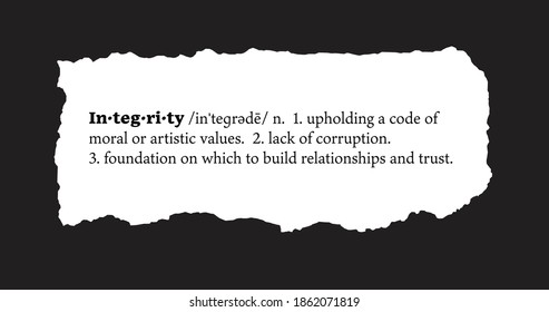 Integrity Word Cloud on a Torn Piece of Paper