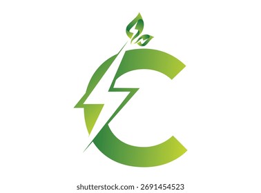 Intel letzteres C mit grünem Öko-Symbol eletronic Logo Design-Vorlage