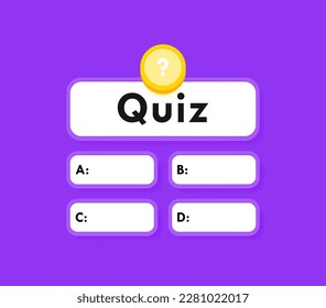 Intelectual quiz game pop up box with question mark and variants of answers. Design concept for test, exam, education and learning. Question and answers. Vector illustration.