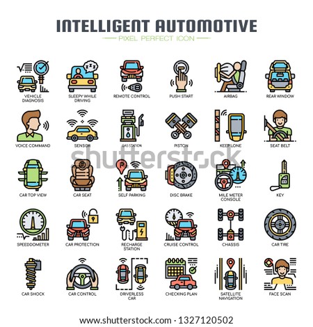 Inteligent Automotive , Thin Line and Pixel Perfect Icons