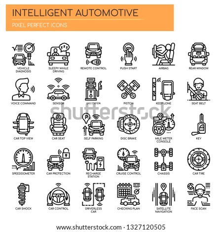 Inteligent Automotive , Thin Line and Pixel Perfect Icons