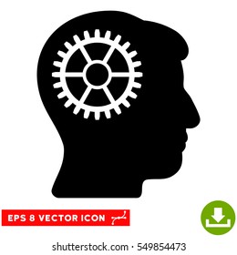 Intellect Cog EPS vector pictogram. Illustration style is flat iconic black symbol on white background.