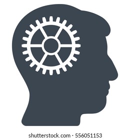 Intellect Cog vector icon. Style is flat graphic symbol, smooth blue color, white background.
